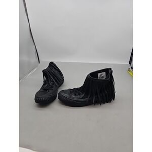 VINTAGE CONVERSE FRINGE HI‎  UNISEX Black Black 5.5 EUC